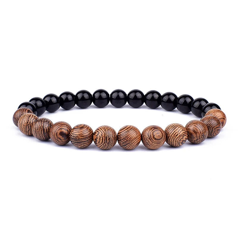 Volcanic Stone Bracelet for Men Lava Wooden