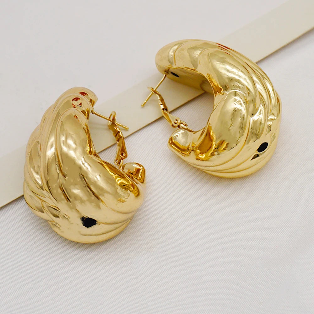 Gold Color Earring Bohemia Flower Round Drop Copper Hoop Earrings Circle