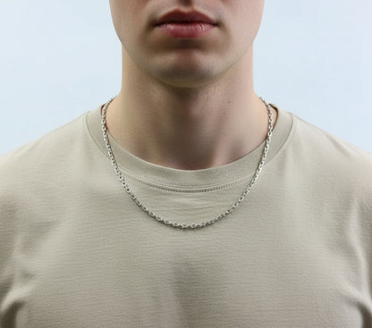 Titanium Vibe Geometric Silver Necklace – S925 Sterling Silver Men’s Sweater Chain