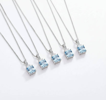 Nano Sky Blue Topaz 925 Sterling Silver Pendant Necklace