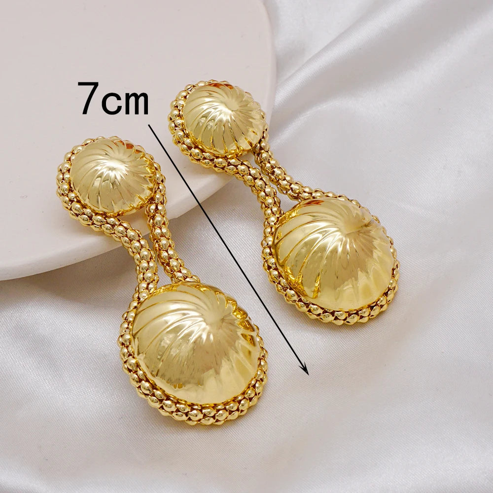 Gold Color Earring Bohemia Flower Round Drop Copper Hoop Earrings Circle