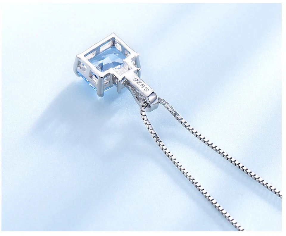 Nano Sky Blue Topaz 925 Sterling Silver Pendant Necklace