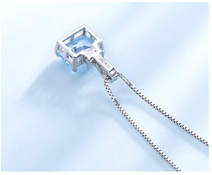 Nano Sky Blue Topaz 925 Sterling Silver Pendant Necklace