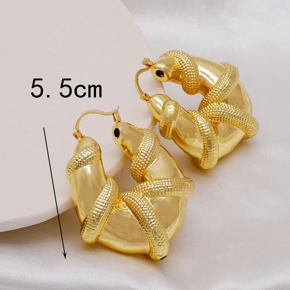 Gold Color Earring Bohemia Flower Round Drop Copper Hoop Earrings Circle