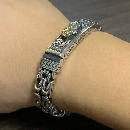 Real Silver Retro Pixiu Bracelet