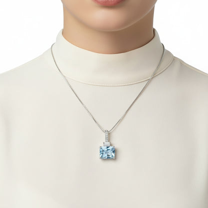 Nano Sky Blue Topaz 925 Sterling Silver Pendant Necklace