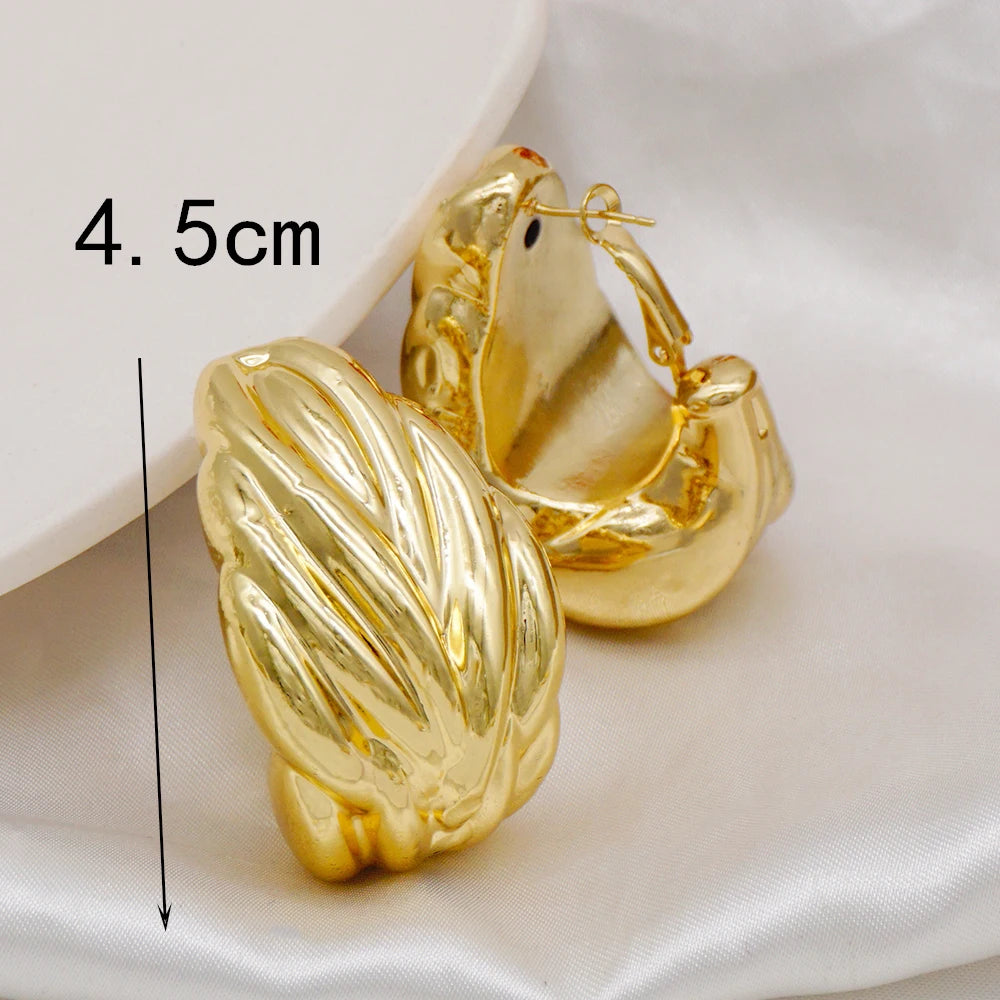 Gold Color Earring Bohemia Flower Round Drop Copper Hoop Earrings Circle