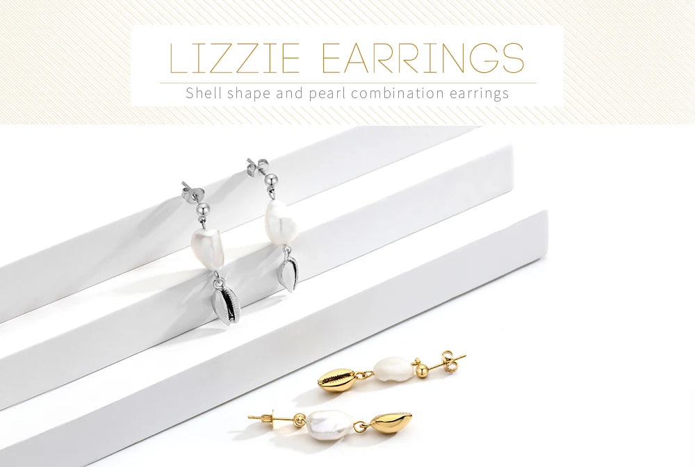 Natural Pearls Earrings for Women Gold Color Rounded Drop Earring