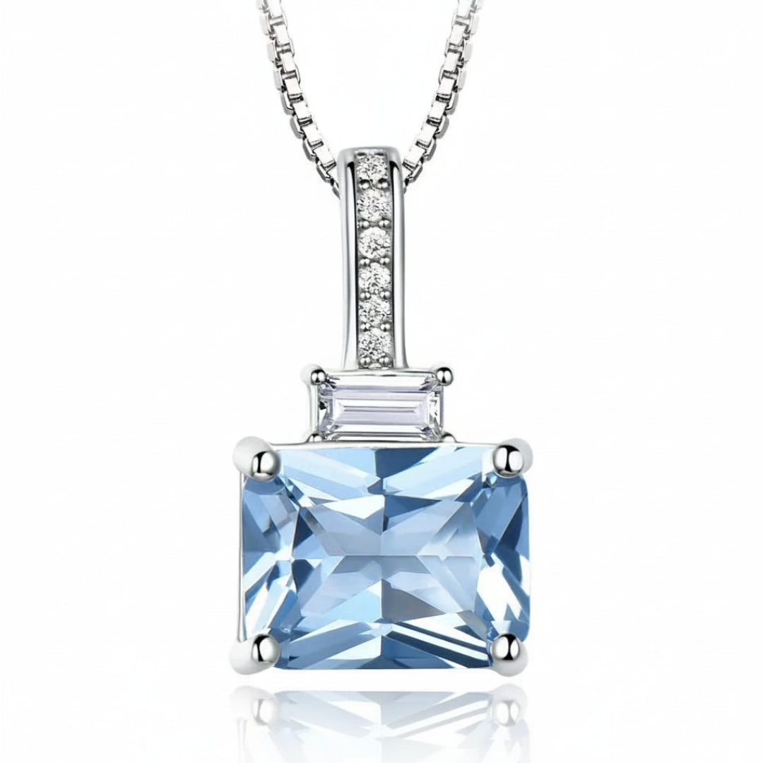Nano Sky Blue Topaz 925 Sterling Silver Pendant Necklace