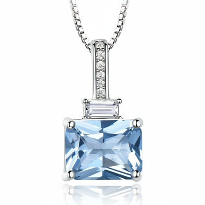 Nano Sky Blue Topaz 925 Sterling Silver Pendant Necklace