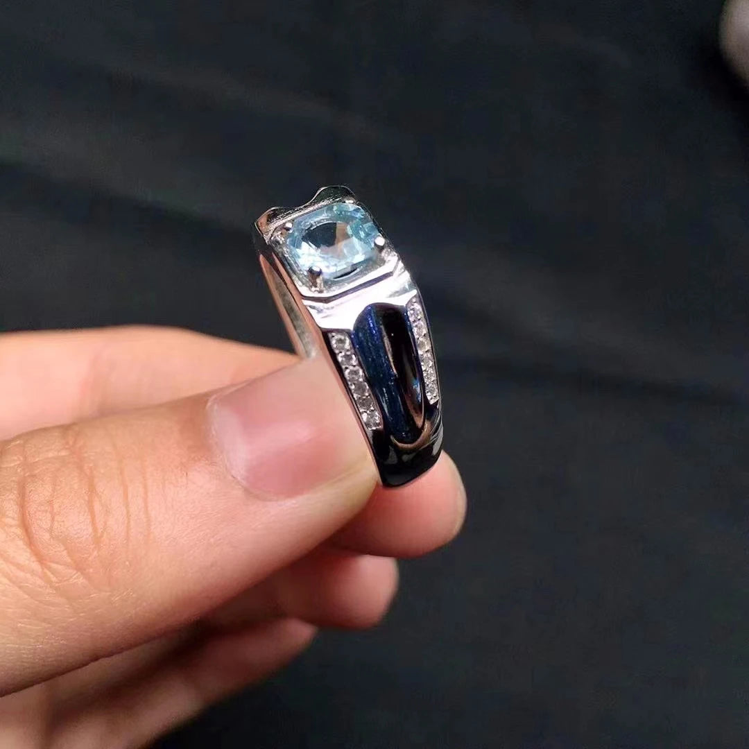 Natural Aquamarine Men’s Ring