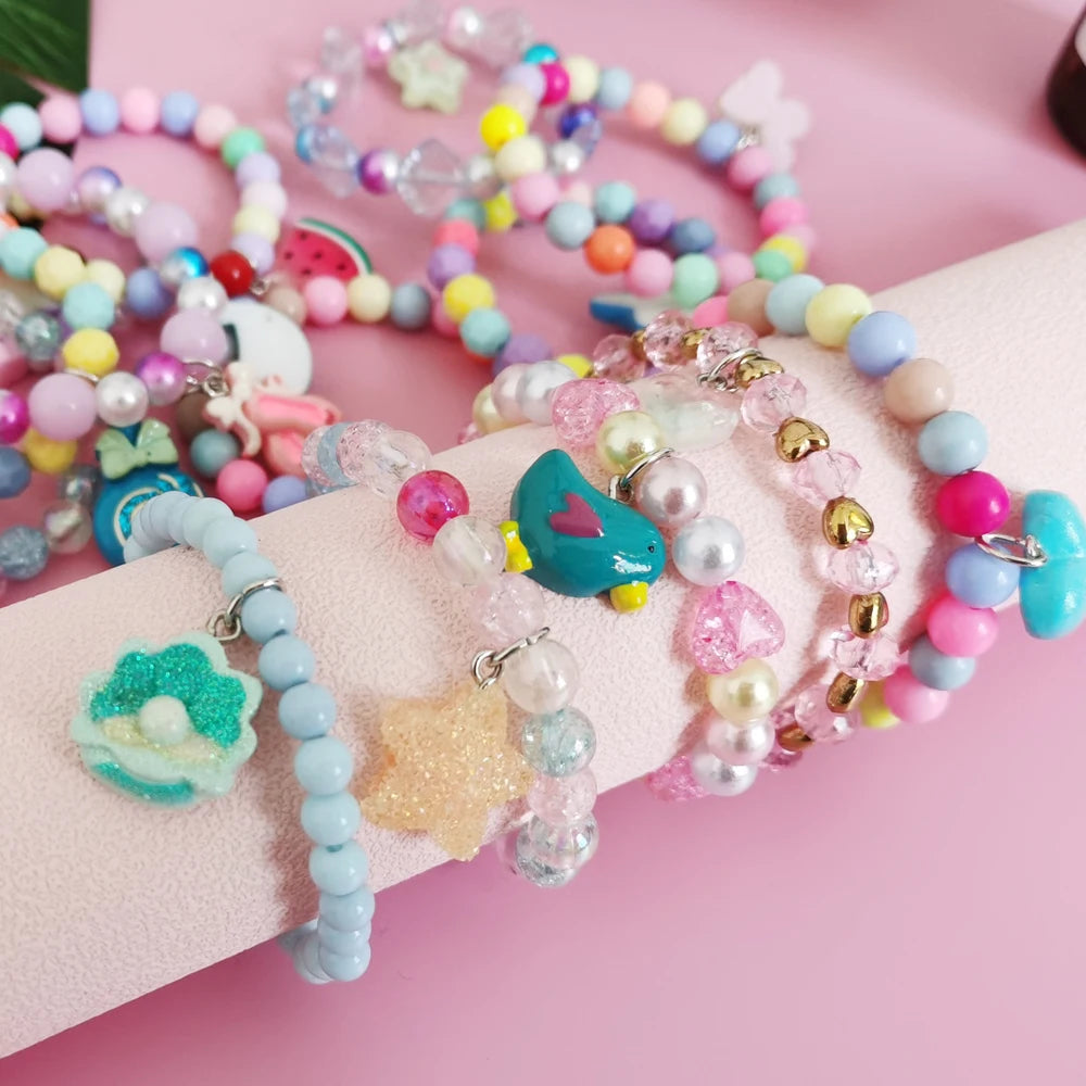 Cute Kids Bracelet Set – Unicorn & Hearts