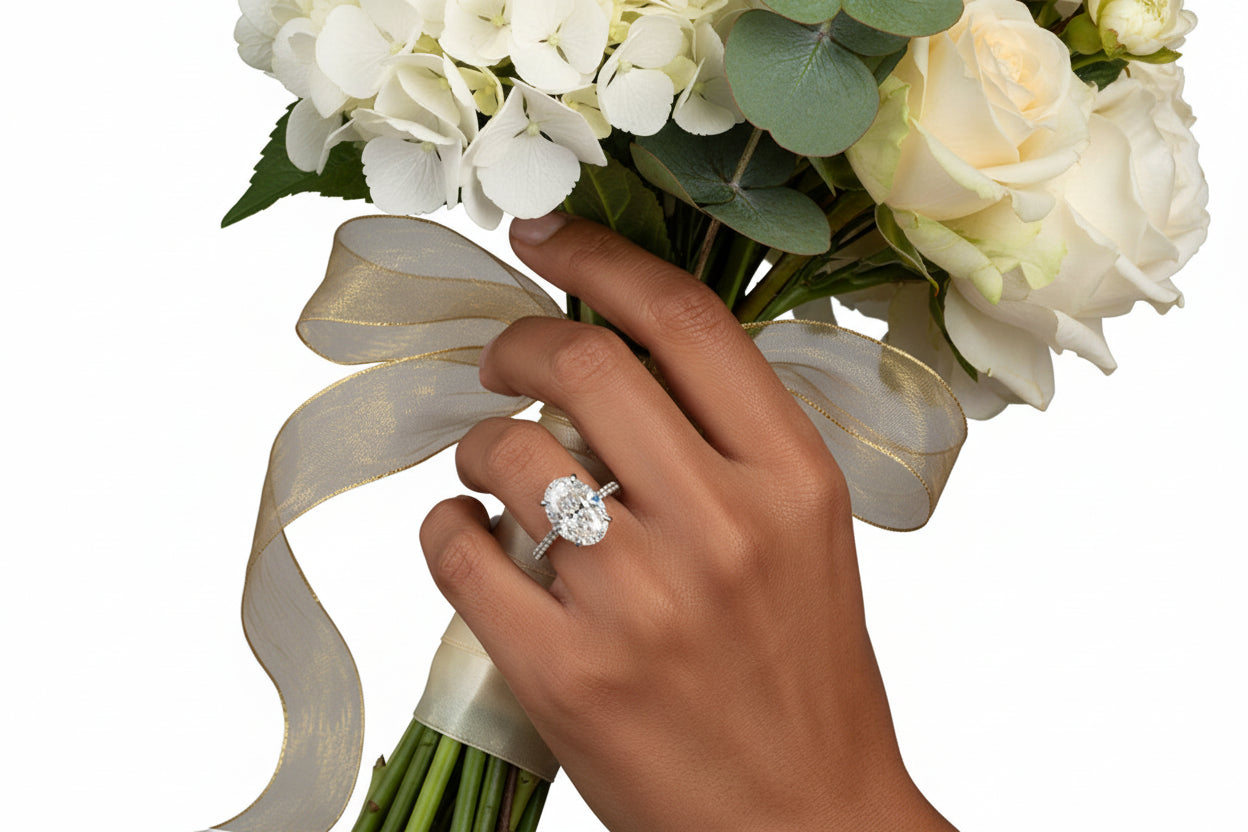 Luna Oval Moissanite Hidden Halo Engagement Ring