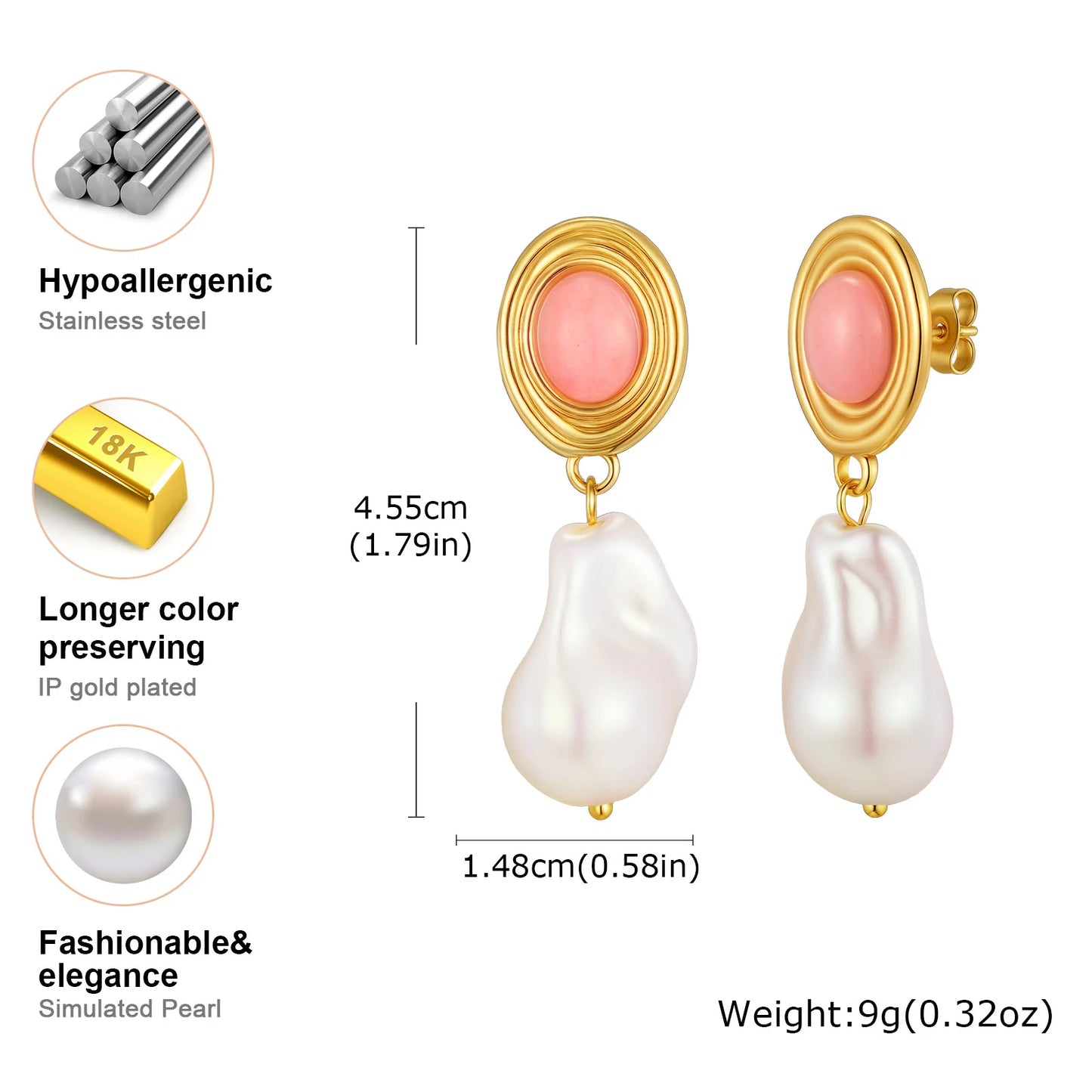 Elegant Baroque Pearl Dangle Earrings