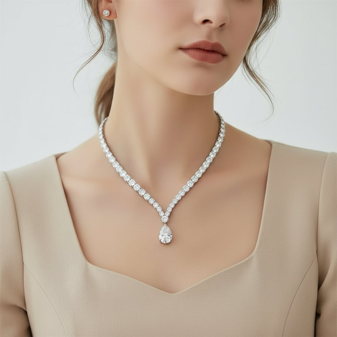 Vivia Drop Tennis Necklace