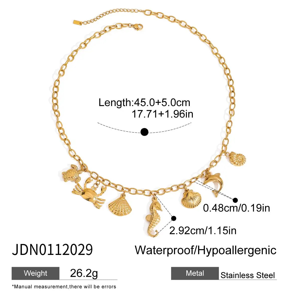 Zora Bohemian Style Multi-pendant Marine Element Shell Necklace 18K Gold-plated Stainless Steel Trend Jewelry