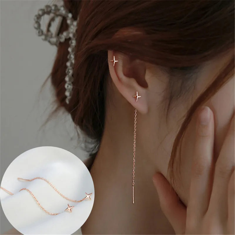 Fashion Long Tassel Ear Line Earrings