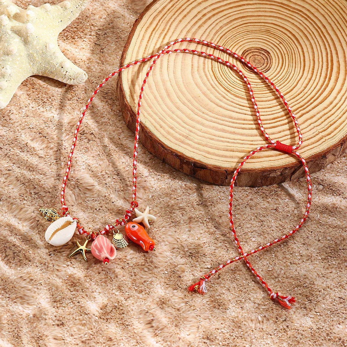 Summer Shell & Starfish Necklace for Kids Girls