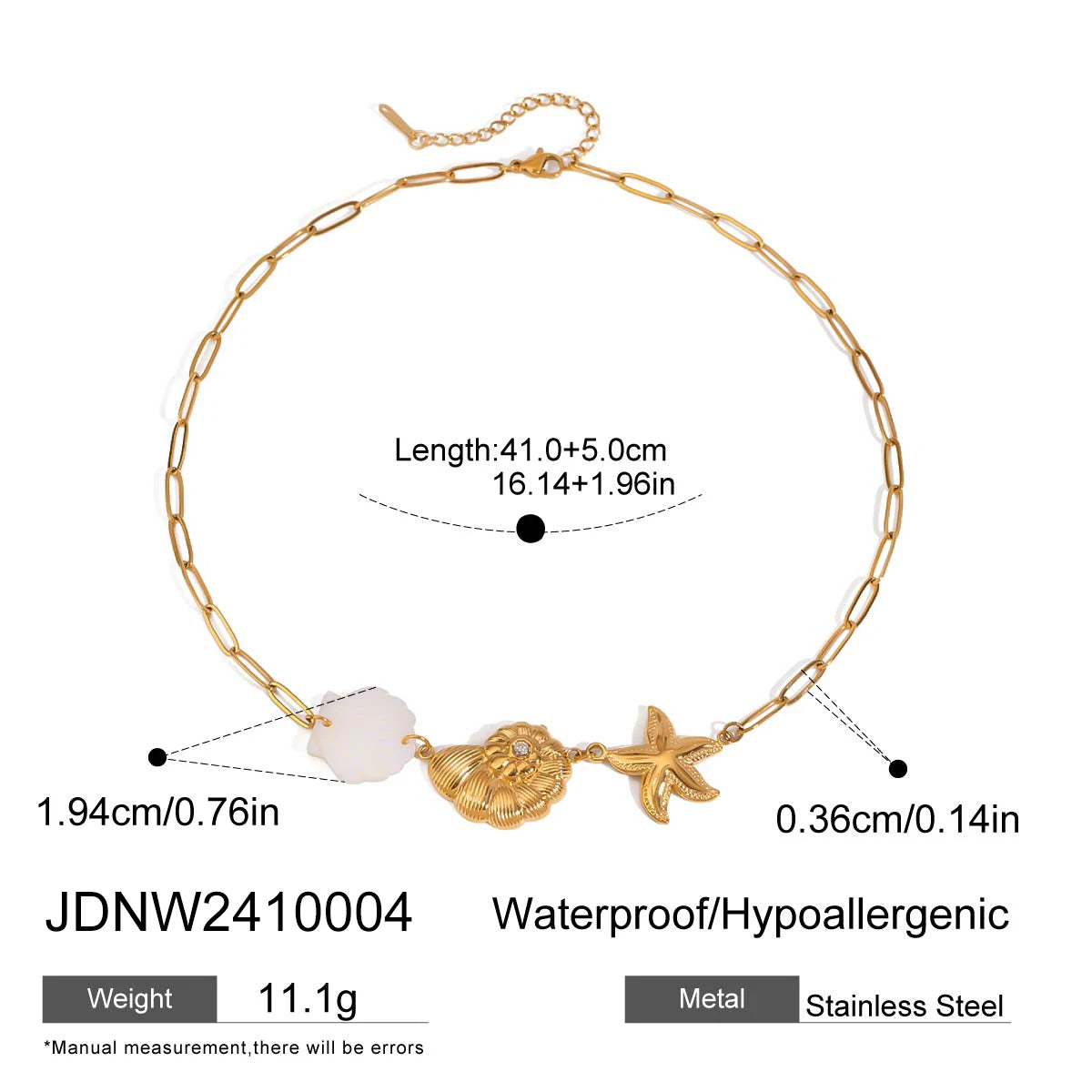 Zora Bohemian Style Multi-pendant Marine Element Shell Necklace 18K Gold-plated Stainless Steel Trend Jewelry