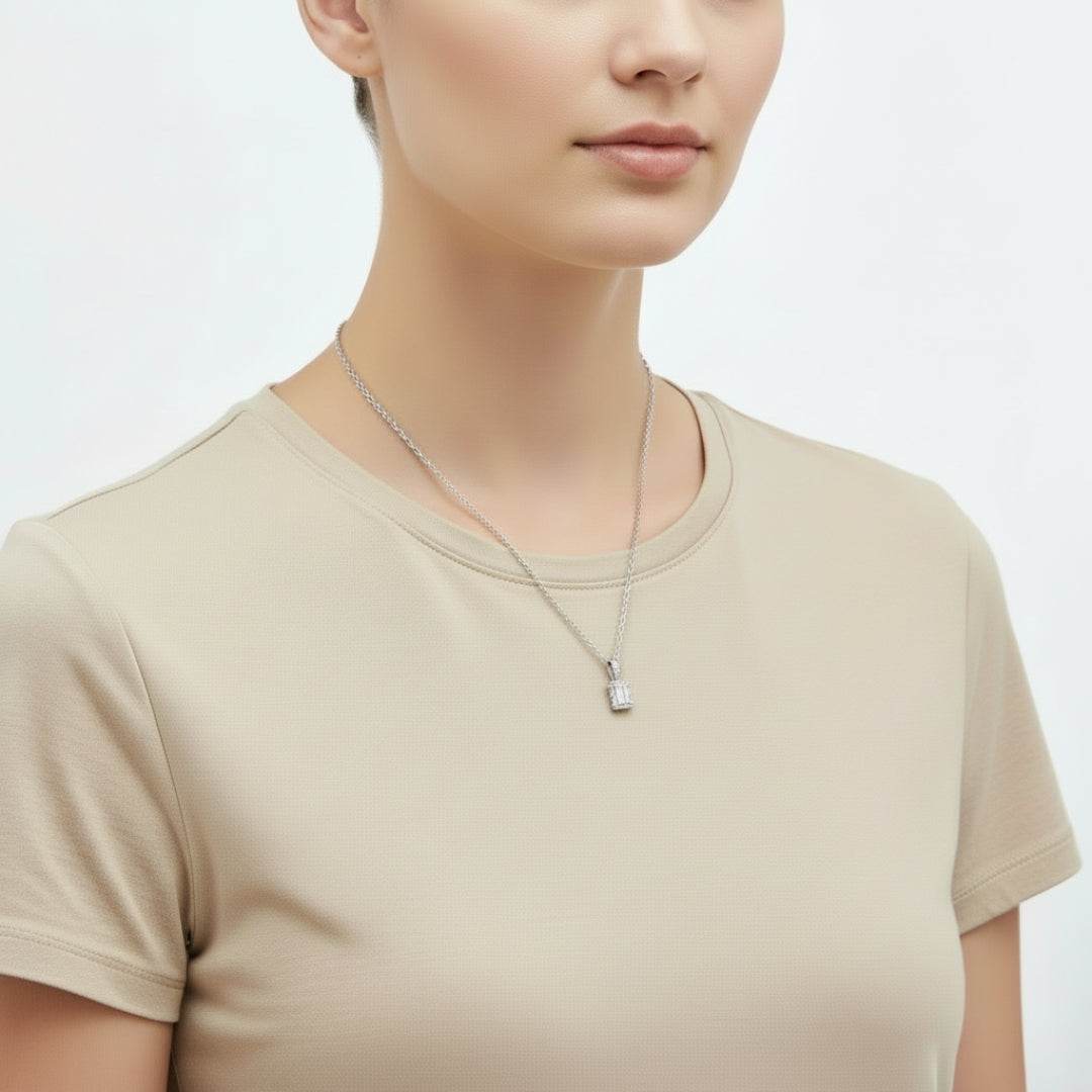 Lumière Emerald-Cut Moissanite Pendant