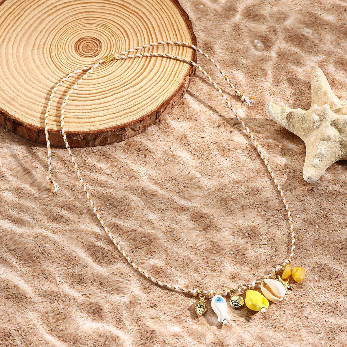 Summer Shell & Starfish Necklace for Kids Girls