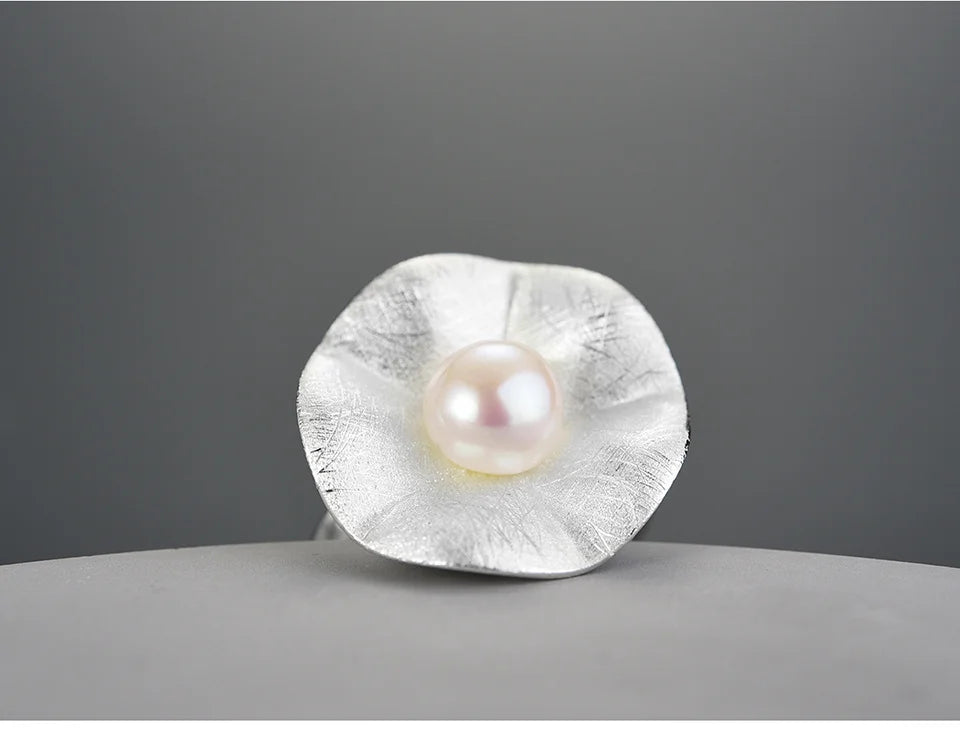 Lotus Fun Real 925 Sterling Silver Natural Pearl Original Handmade Designer Fine Jewelry Fashion Leaf Rings for Women Gift 2022