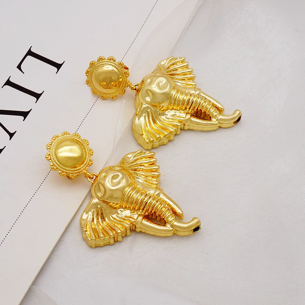 Gold Color Earring Bohemia Flower Round Drop Copper Hoop Earrings Circle