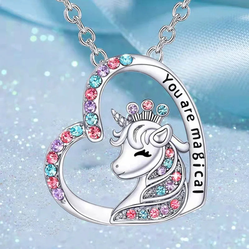 Letter Unicorn Necklace You Are Magical Horse Pendant Necklaces For Girls Birthday Gifts