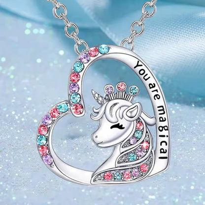 Letter Unicorn Necklace You Are Magical Horse Pendant Necklaces For Girls Birthday Gifts