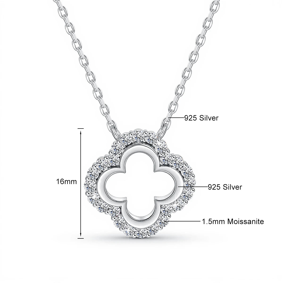 Elegant Moissanite Clover Pendant – Gold Plated
