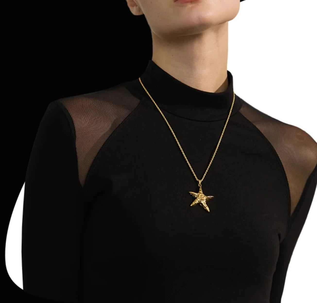 Stainless Steel Starfish CM Pendant Necklace