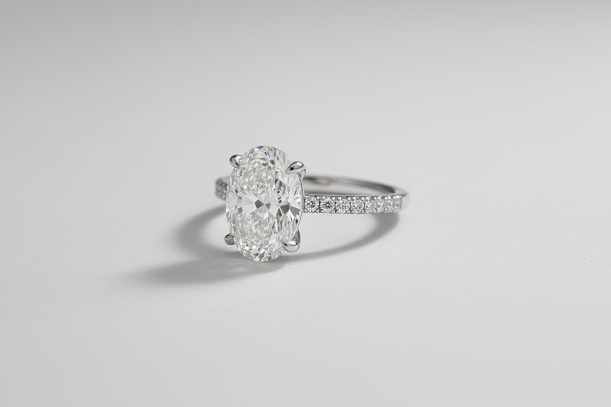 Luna Oval Moissanite Hidden Halo Engagement Ring