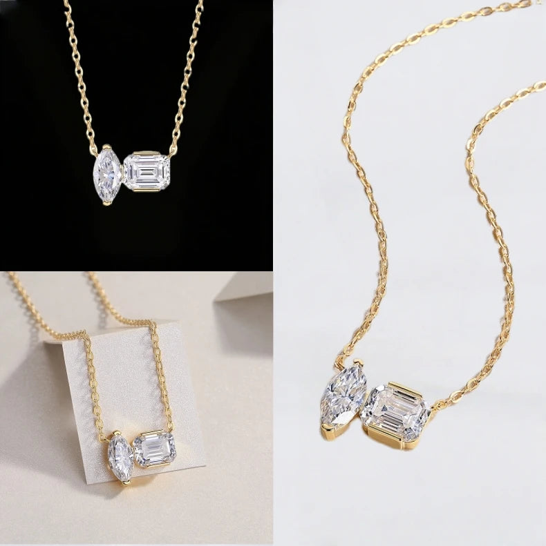 NEO CARAT 3CT Moissanite Two-Stone Pendant Necklace
