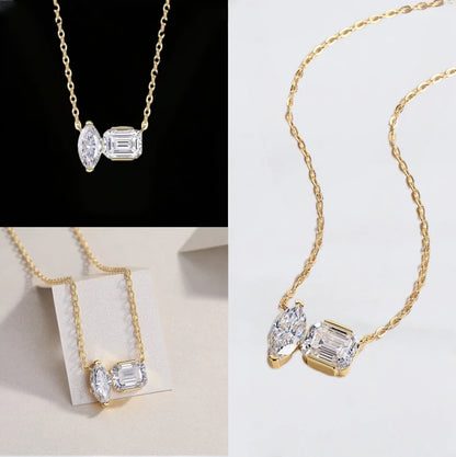 NEO CARAT 3CT Moissanite Two-Stone Pendant Necklace