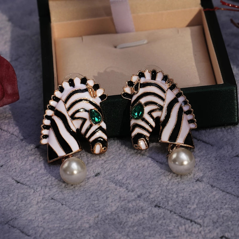 Novel Zebra Head Shape Drop Earrings Women