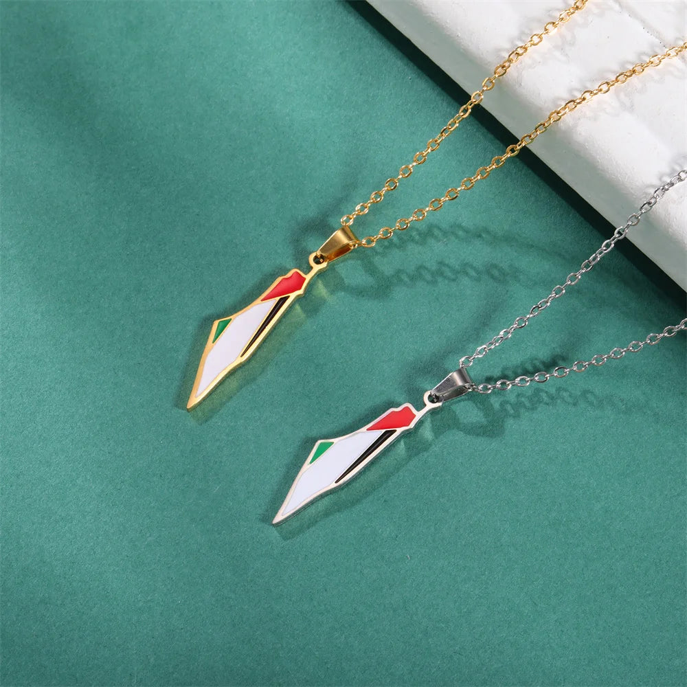 Palestine Map Flag Necklace