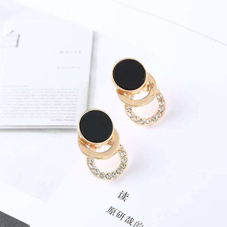 Retro Metal Gold Color Multiple Small Circle Stud Earrings