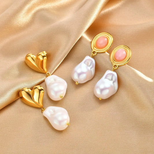 Elegant Baroque Pearl Dangle Earrings