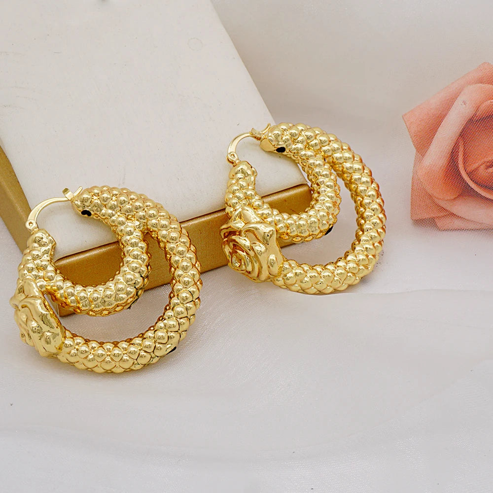 Gold Color Earring Bohemia Flower Round Drop Copper Hoop Earrings Circle