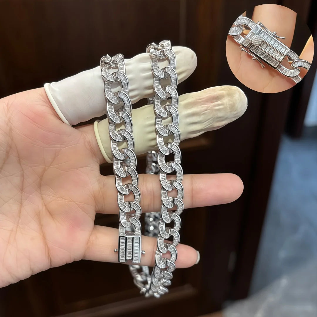 IceLock Supreme Cuban Zircon Chain | 925 Sterling Silver Cuban Link Necklace for Men | AAAAA Zircon | Hip Hop Jewelry