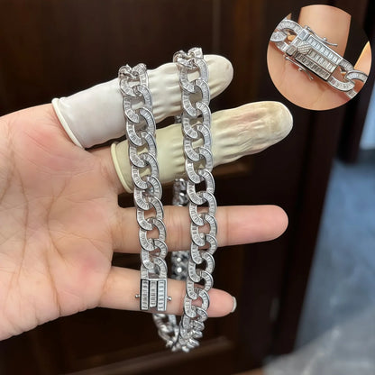 IceLock Supreme Cuban Zircon Chain | 925 Sterling Silver Cuban Link Necklace for Men | AAAAA Zircon | Hip Hop Jewelry