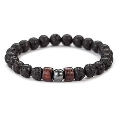 Stone Bracelet for Men Lava Wooden Beads Bracelet