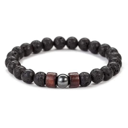 Stone Bracelet for Men Lava Wooden Beads Bracelet