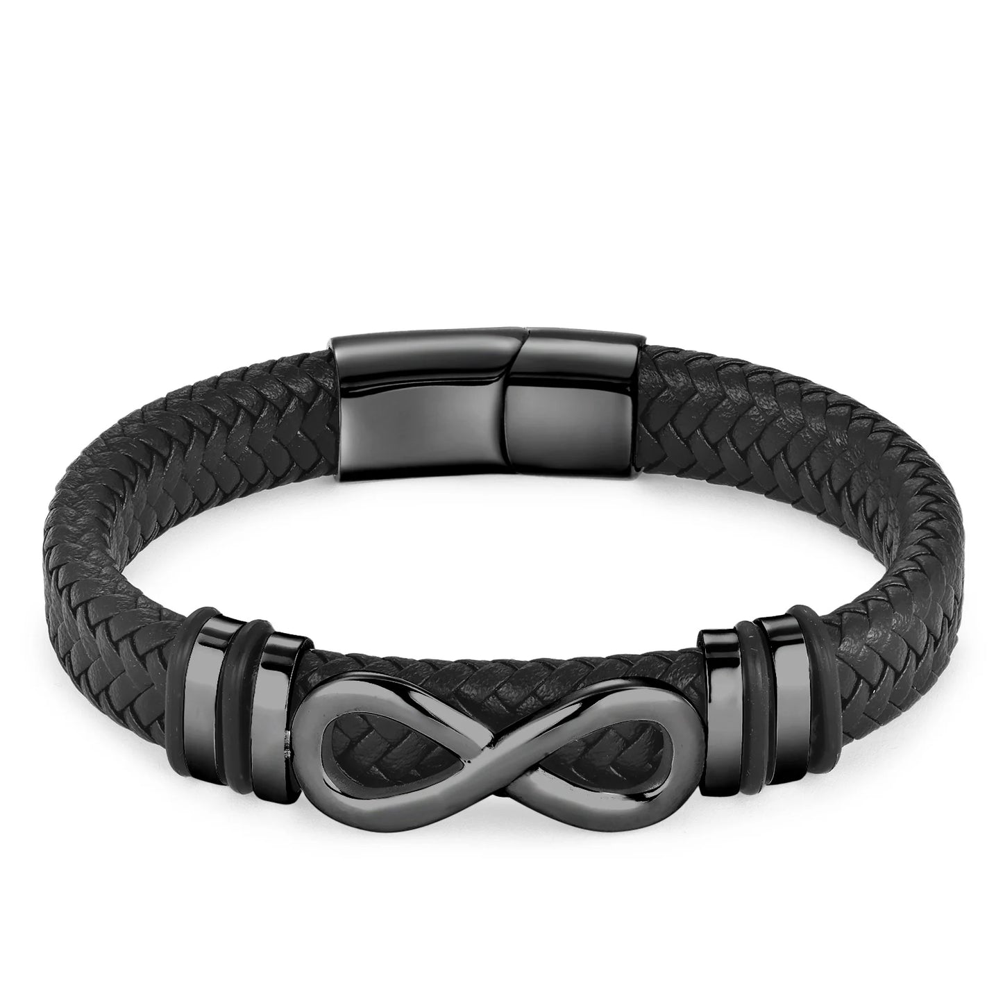 Men’s Stainless Steel Leather Wristband