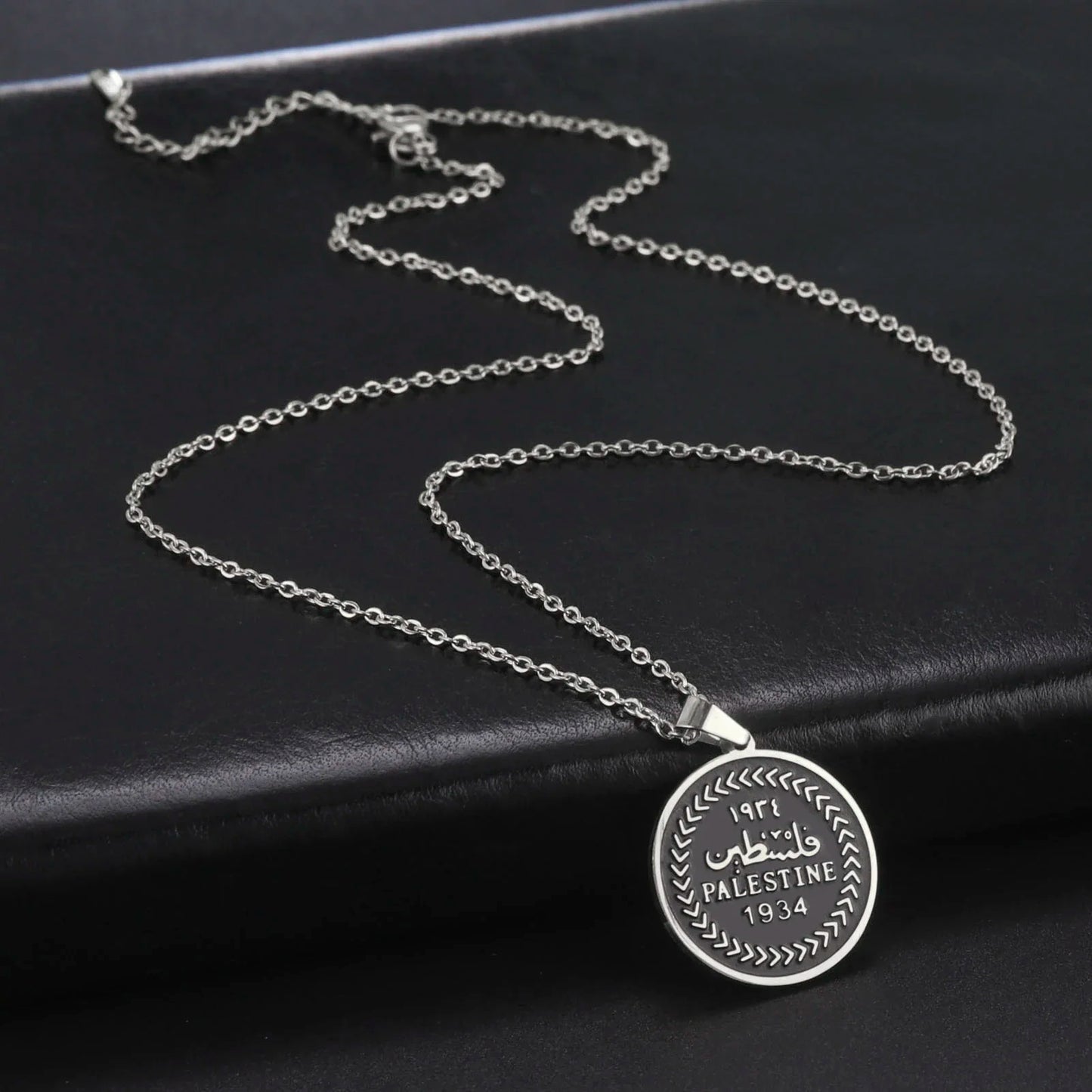 Palestine Round Pendant Necklace Men Women Stainless Steel