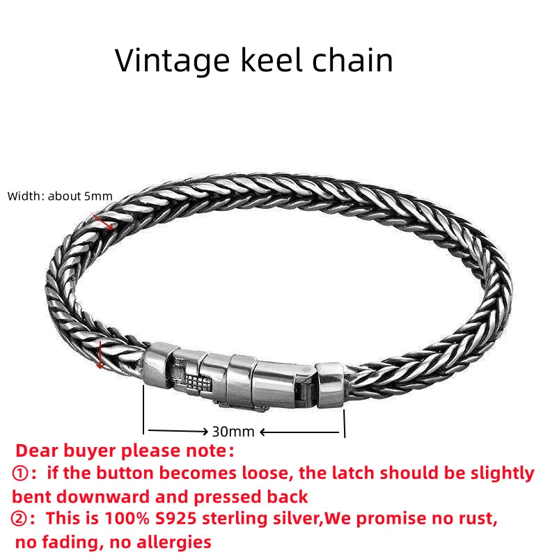 Men’s Retro Keel Bracelet – Pure Silver Power