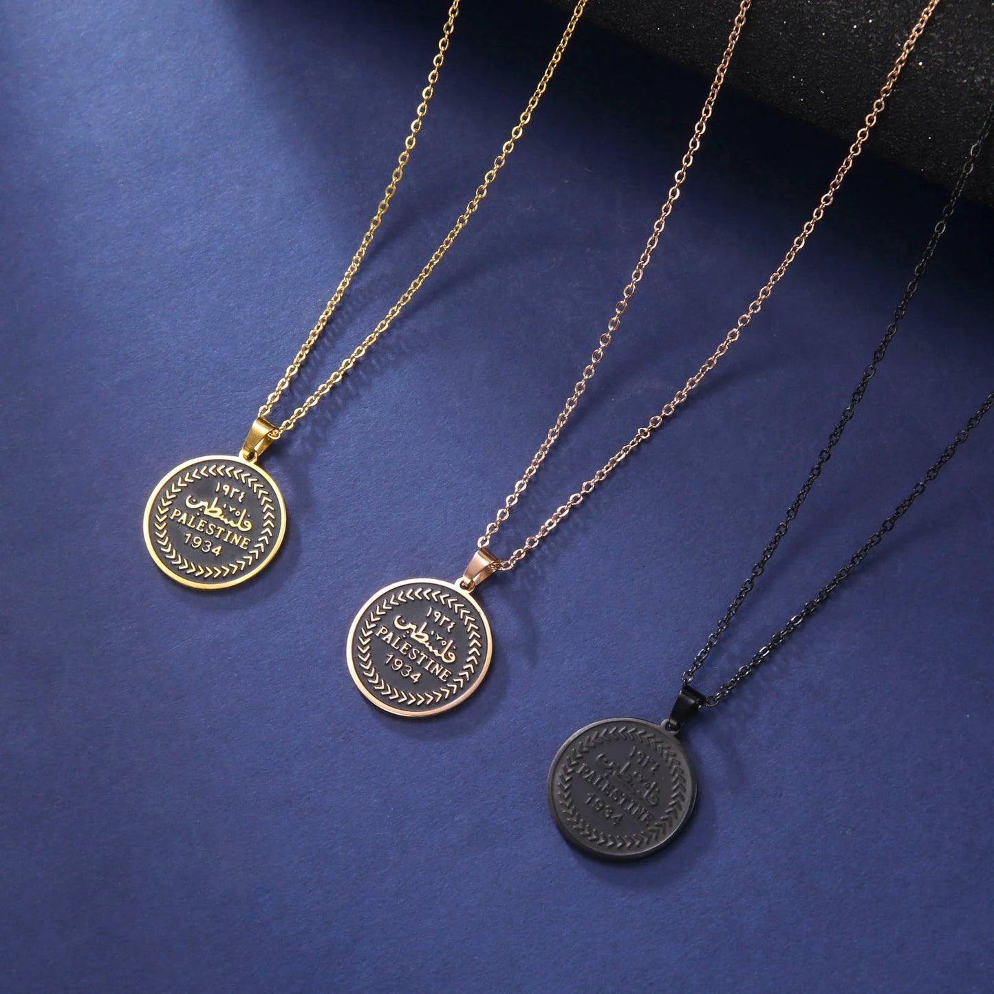 Palestine Round Pendant Necklace Men Women Stainless Steel