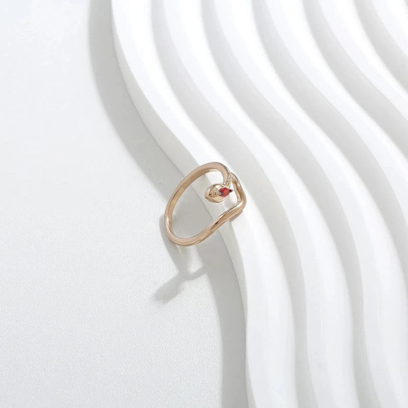 Inlaid zircon serpentine opening rings copper jewelry ring jewellery woman anillos bijoux acier inoxydable cheap y2k accessories