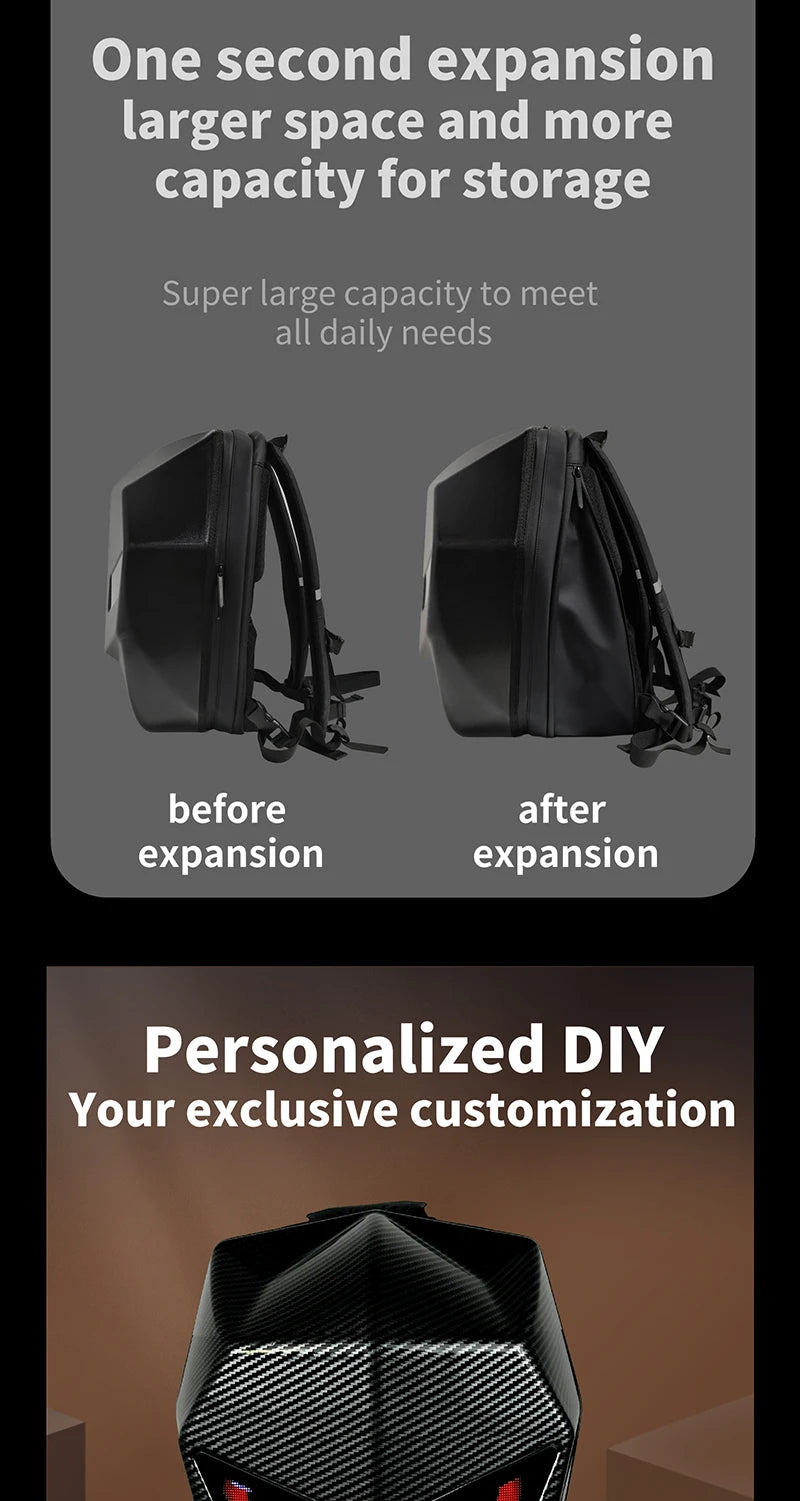 LED Backpack For Man Hard Shell LED Motorcycle Cycling Helmet Backpack for woman Business Travel Waterproof Laptop Backpack