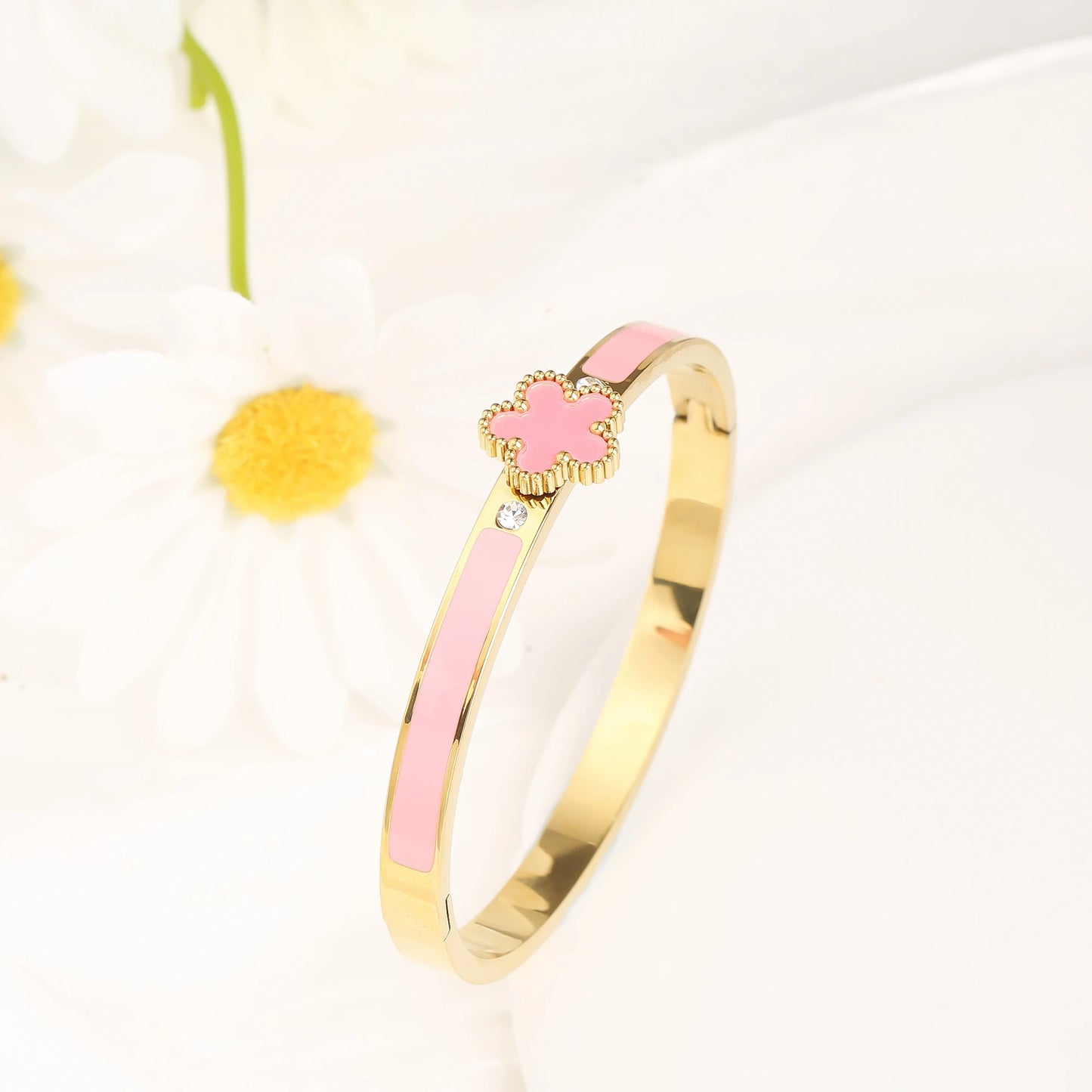 Stainless Steel Flower Cuff Bracelet